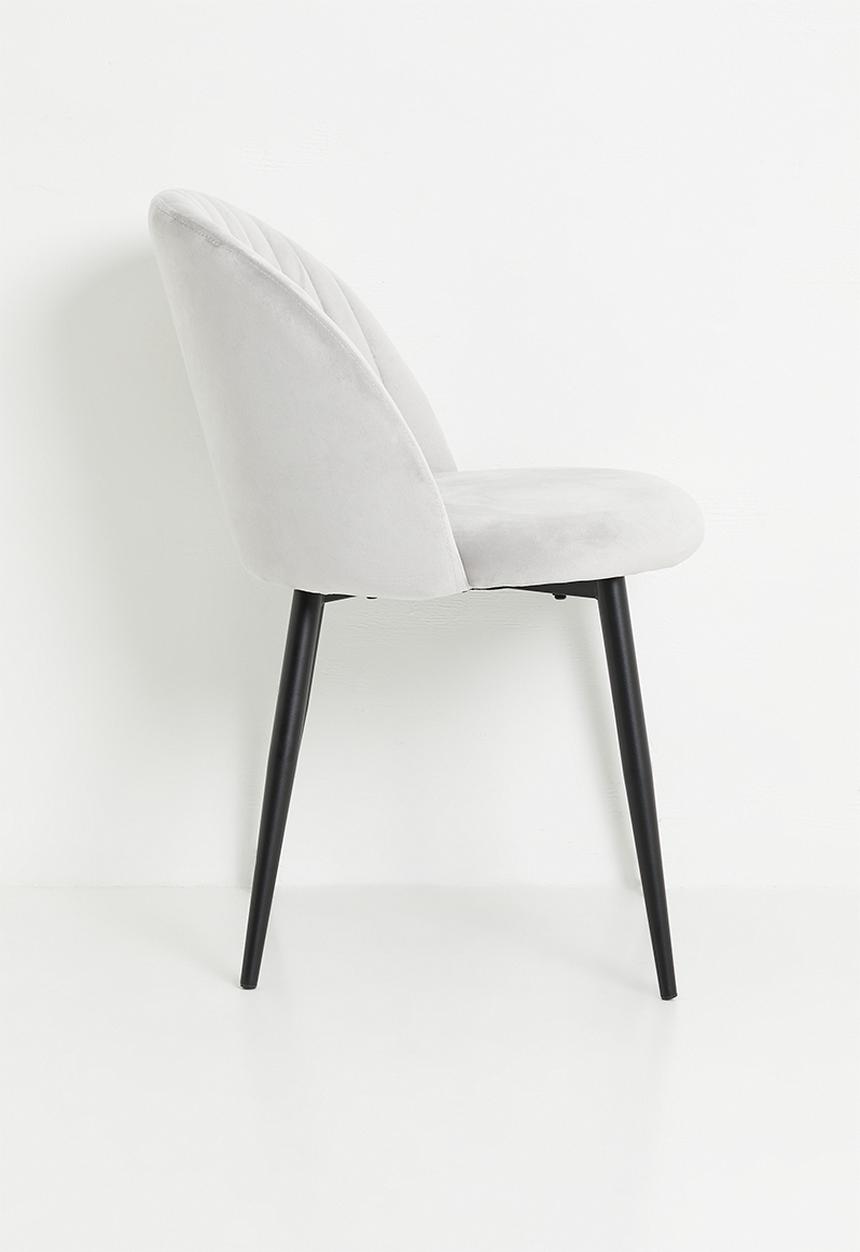 Sixth Floor - Pluto velvet dining set of 2 - light grey & black