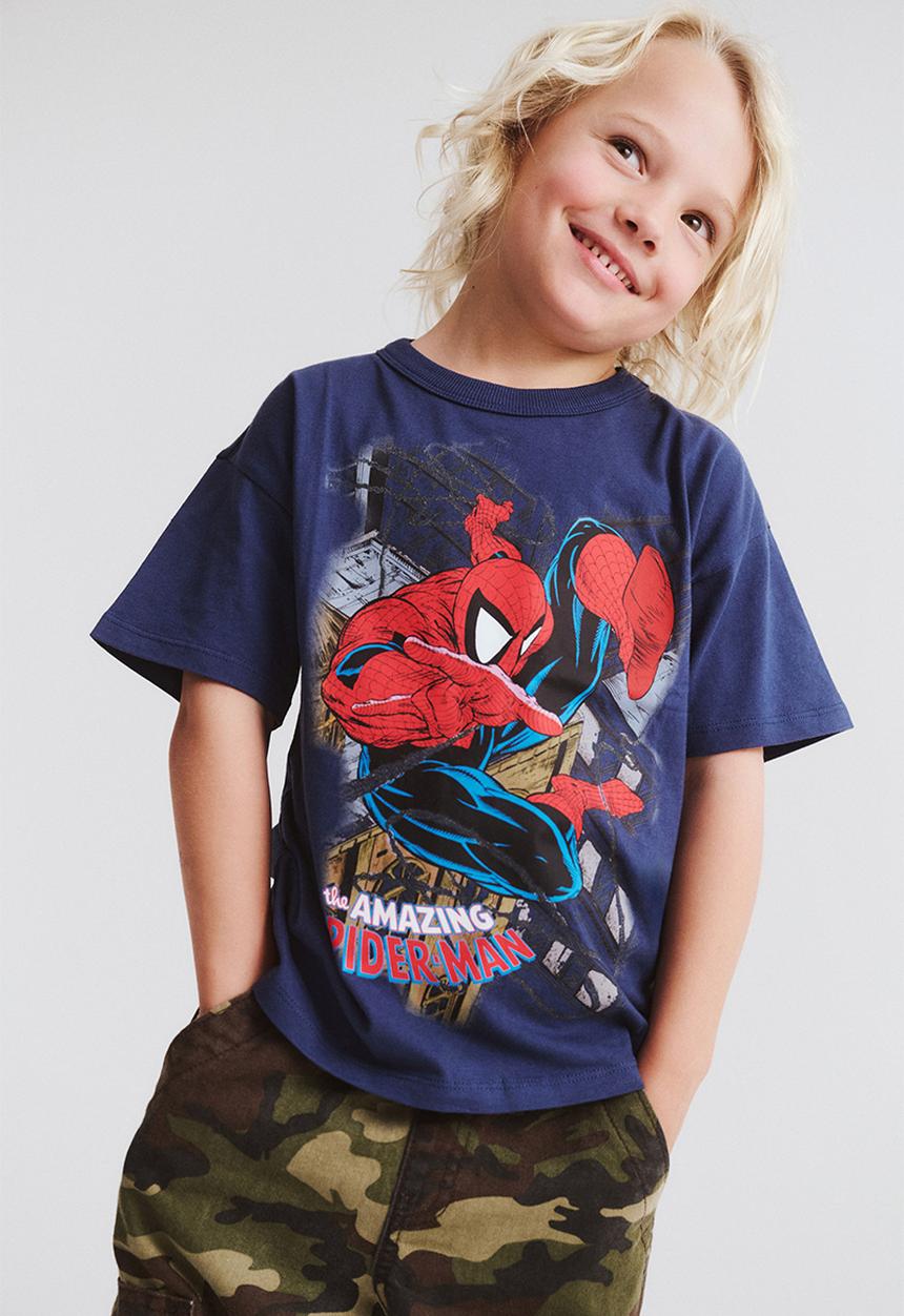Cotton On - Licensed drop shoulder short sleeve tee - lcn mar deep dive/spiderman vintage