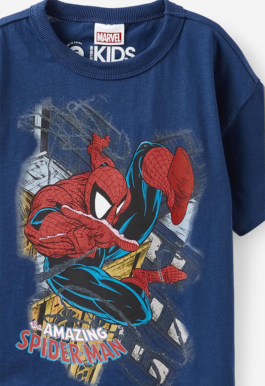 Cotton On - Licensed drop shoulder short sleeve tee - lcn mar deep dive/spiderman vintage
