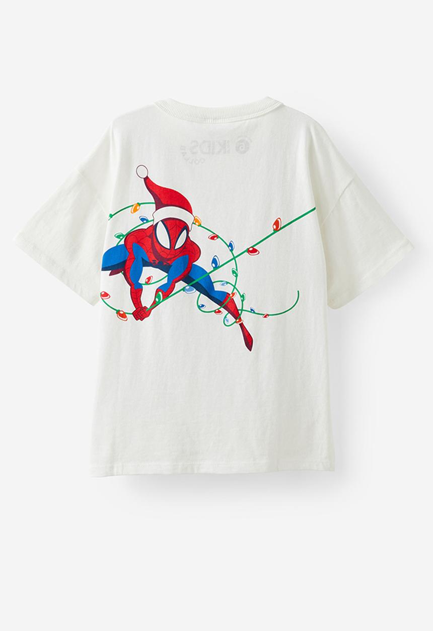 Cotton On - Licensed drop shoulder short sleeve tee - lcn mar vanilla/spidey christmas