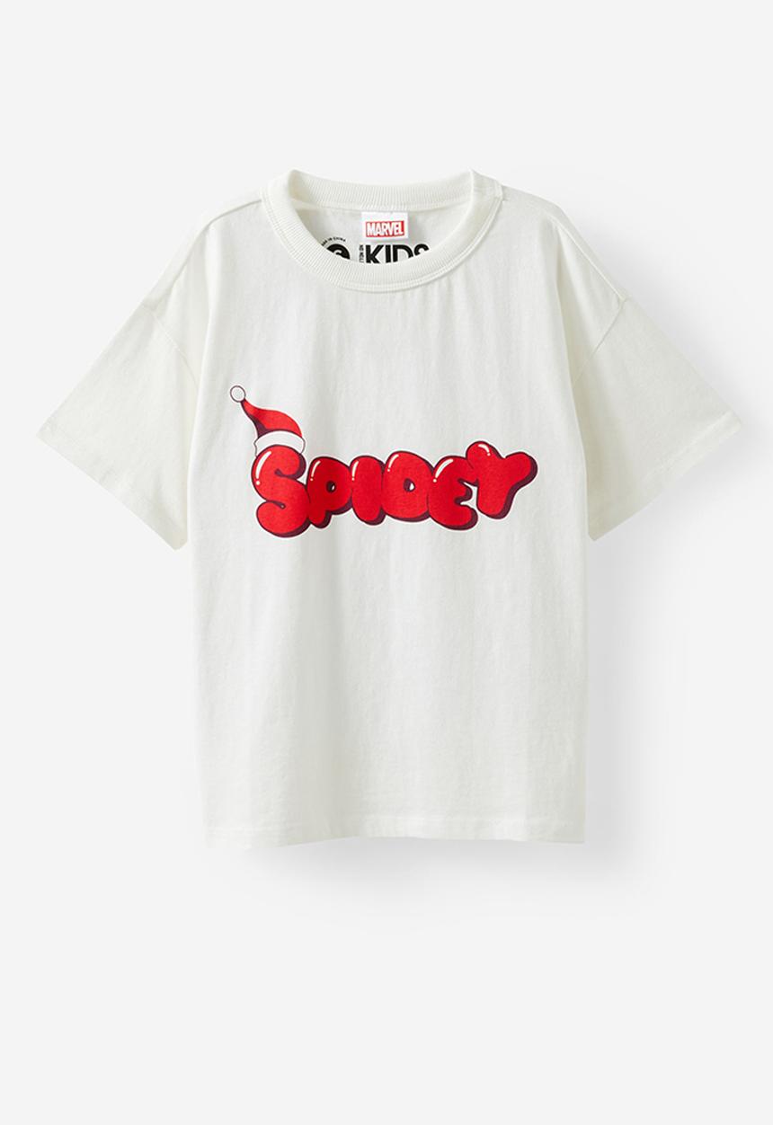 Cotton On - Licensed drop shoulder short sleeve tee - lcn mar vanilla/spidey christmas