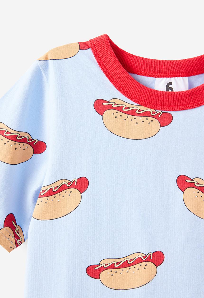 Cotton On - Jordan short sleeve pyjama set - dawn blue/hot dogs