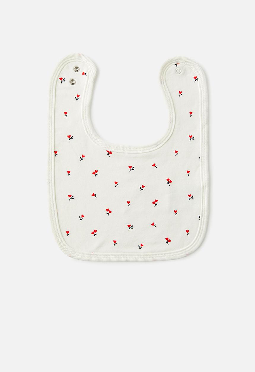 Cotton On - The baby bib - vanilla/tulip heart floral