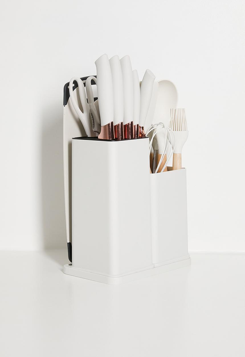 Maisonware - 19pc Utensil set with holder - Off White
