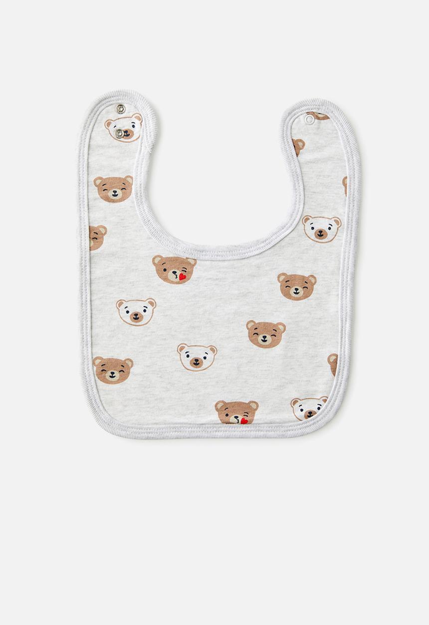 Cotton On - The baby bib - snow marle/bear kisses