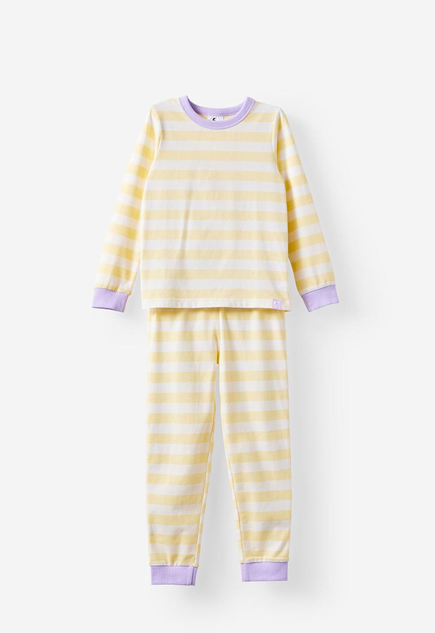 Cotton On - Ava long sleeve pyjama set - bobbi stripe baby yellow/vanilla