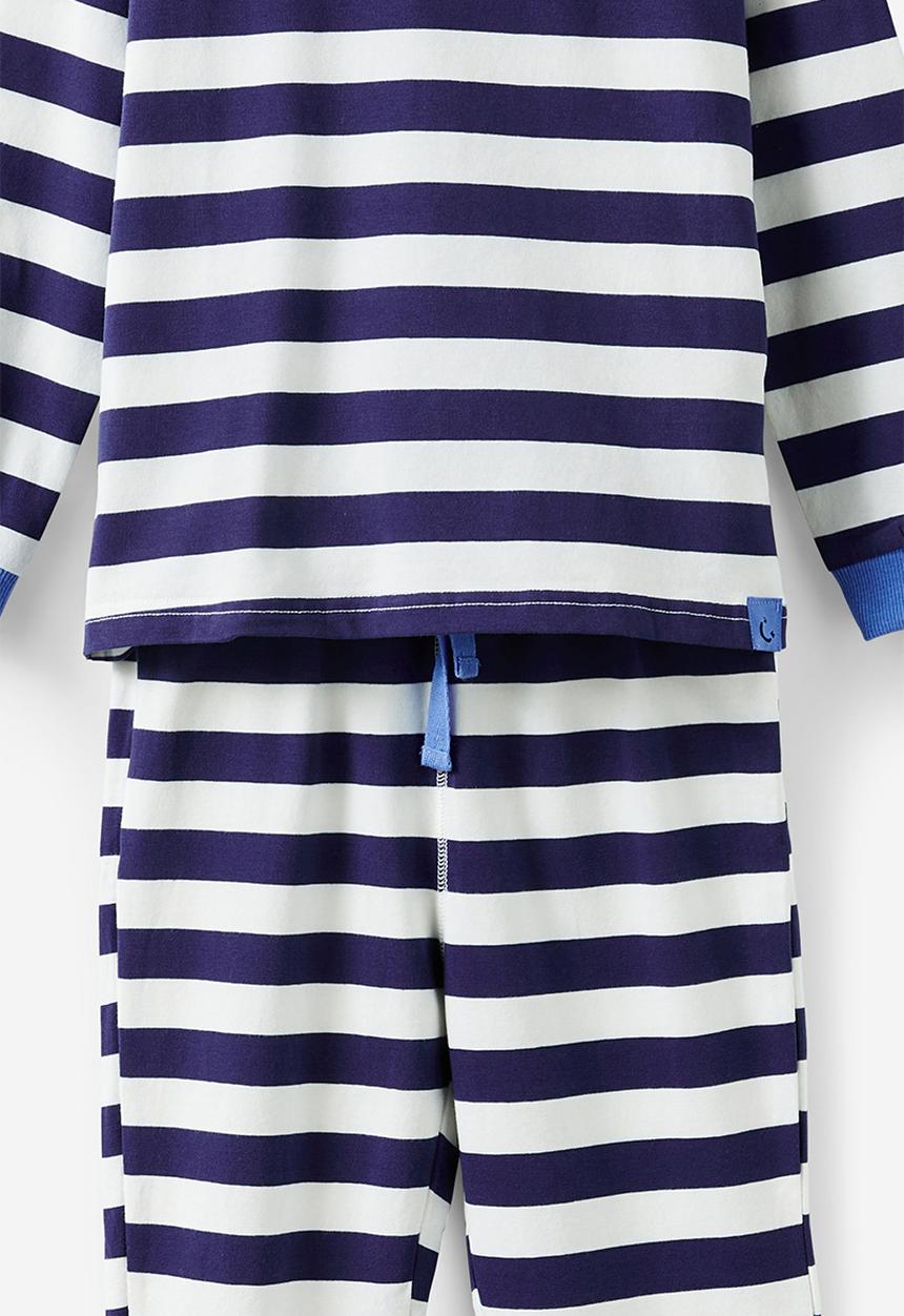 Cotton On - Ace long sleeve pyjama set - bobbi stripe in the navy/vanilla