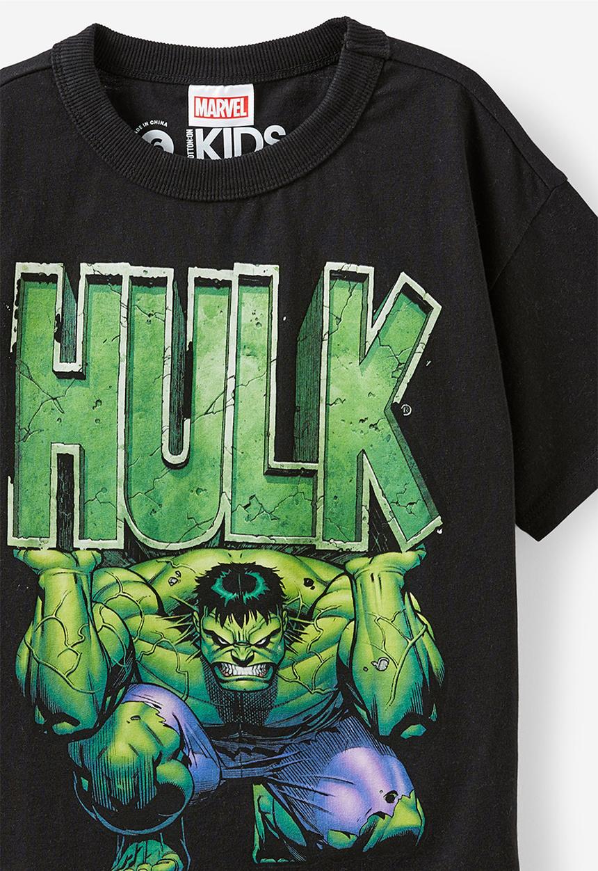 Cotton On - Licensed drop shoulder short sleeve tee - lcn mar black/hulk vintage