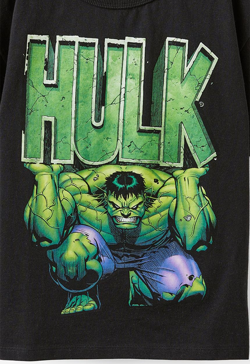 Cotton On - Licensed drop shoulder short sleeve tee - lcn mar black/hulk vintage