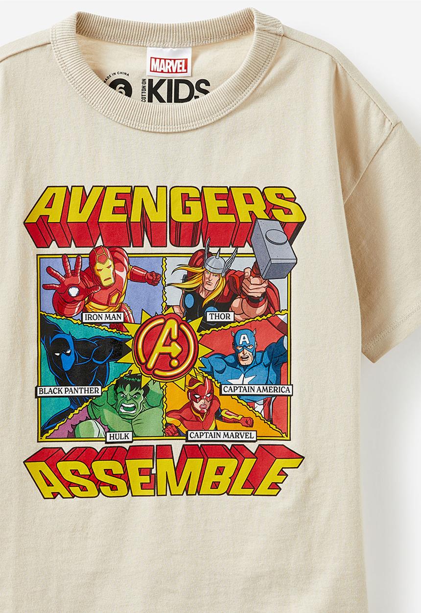Cotton On - Licensed drop shoulder short sleeve tee - lcn mar raiy day/avengers assemble