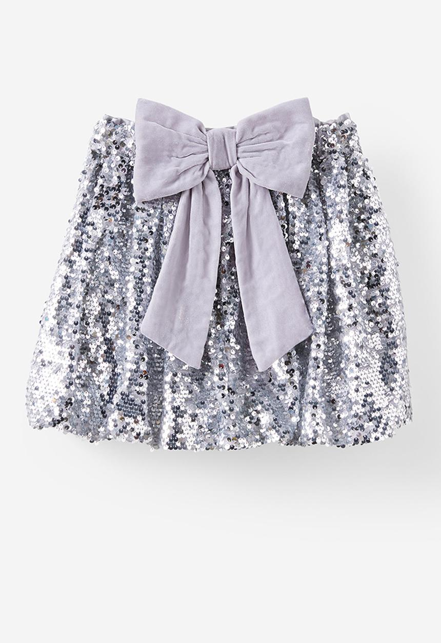 Cotton On - Daisy Embellished Bow Bubble Skirt - Silver Sparkle