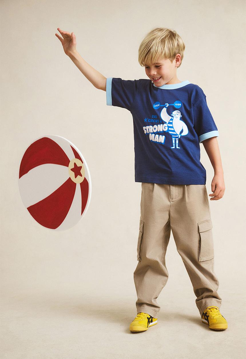 Cotton On - jonny short sleeve graphic print tee - deep dive w/sky blue neck/strong man