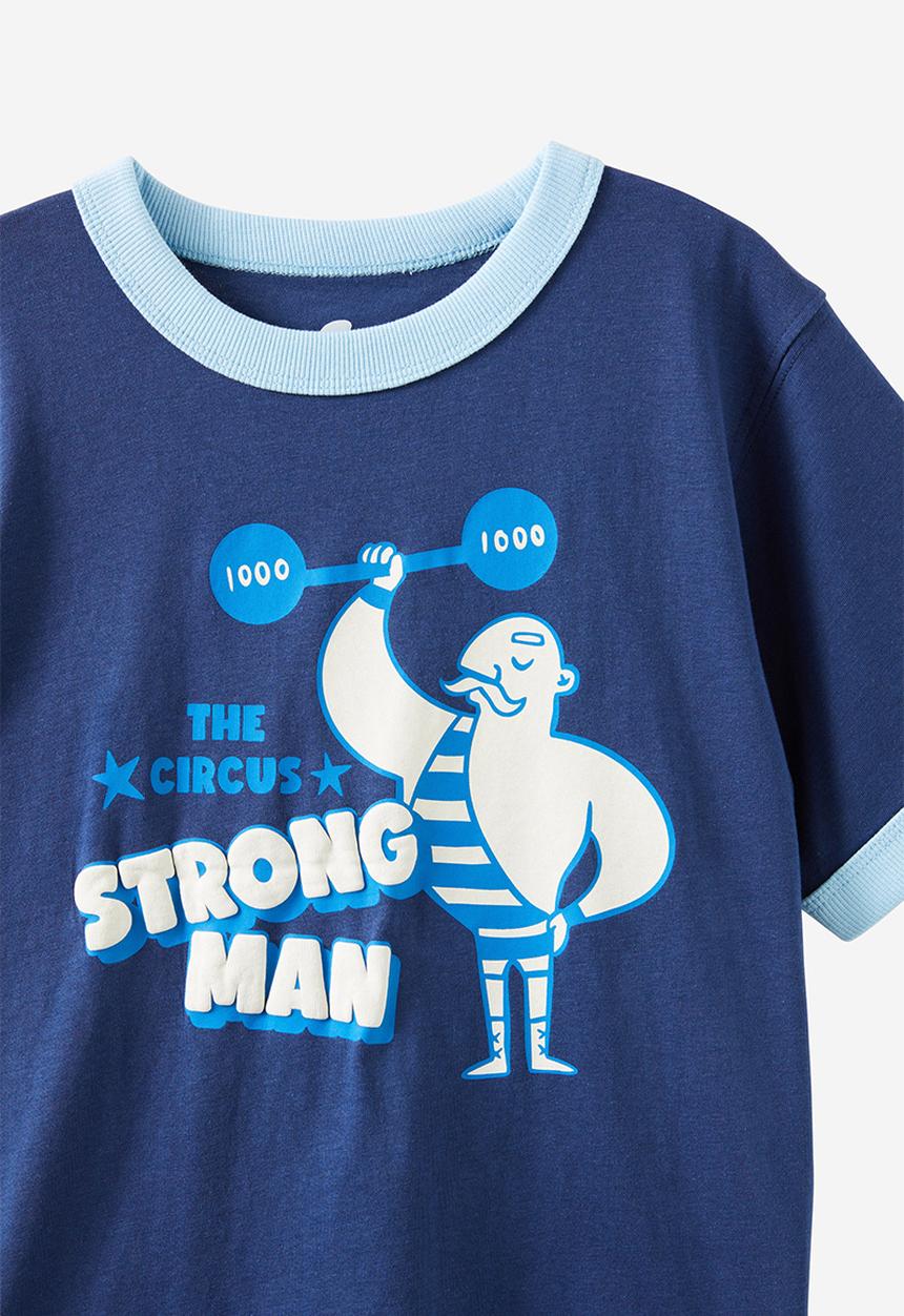 Cotton On - jonny short sleeve graphic print tee - deep dive w/sky blue neck/strong man