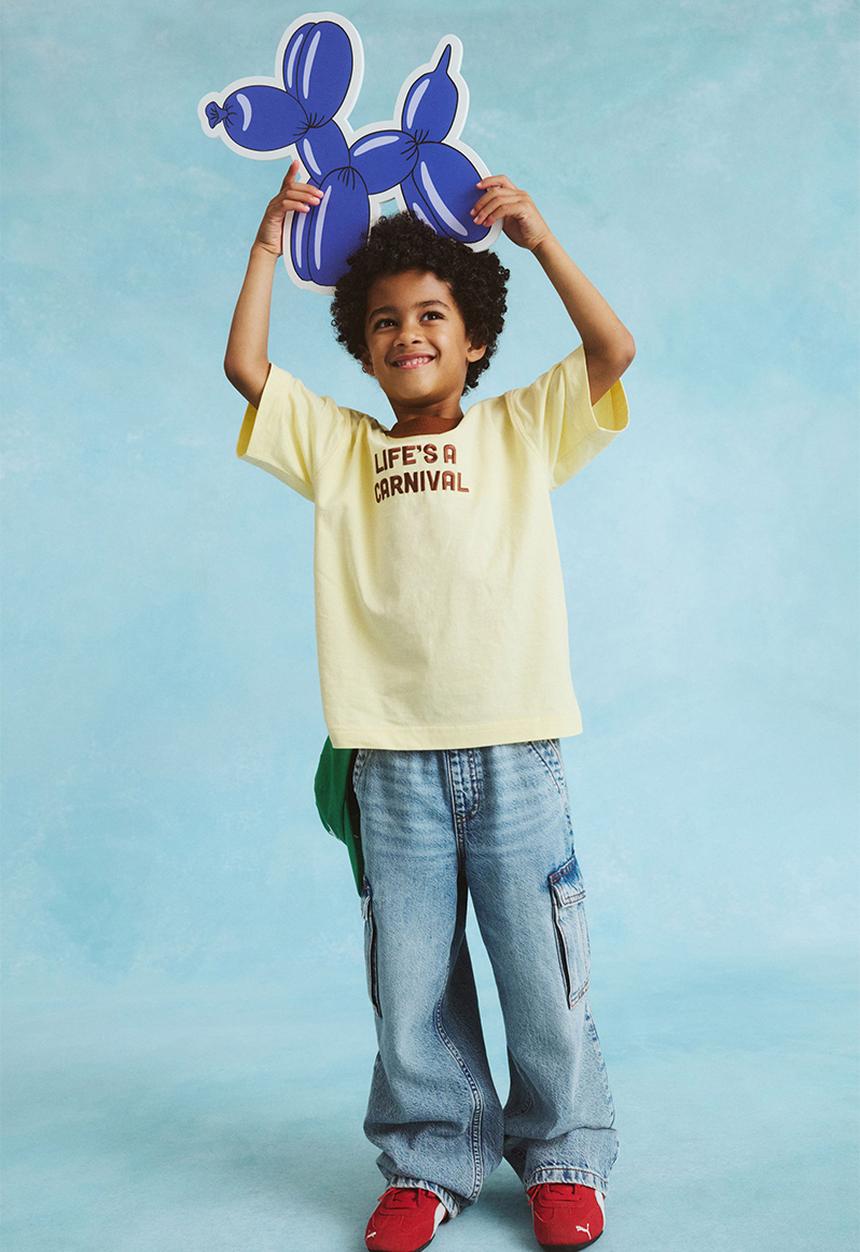 Cotton On - Jonny short sleeve graphic print tee - baby yellow/lifes a carnival