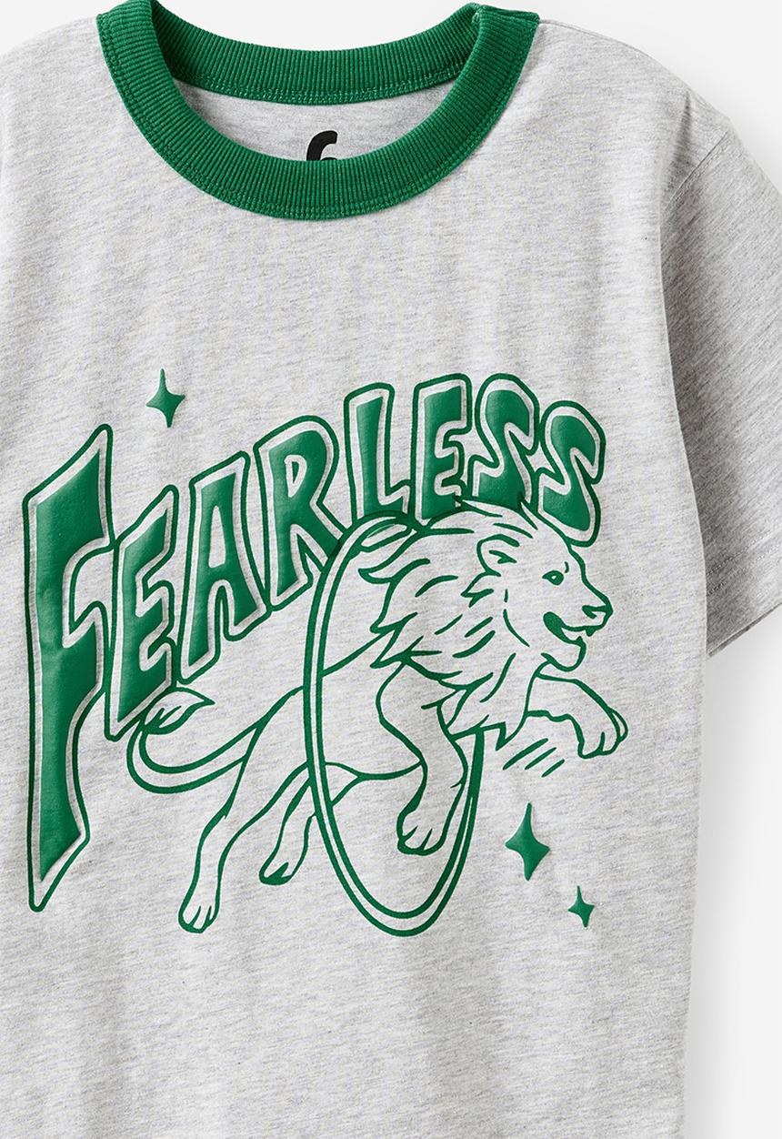 Cotton On - Jonny short sleeve graphic print tee - grey marle/fearless