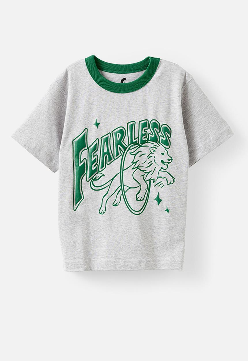 Cotton On - Jonny short sleeve graphic print tee - grey marle/fearless