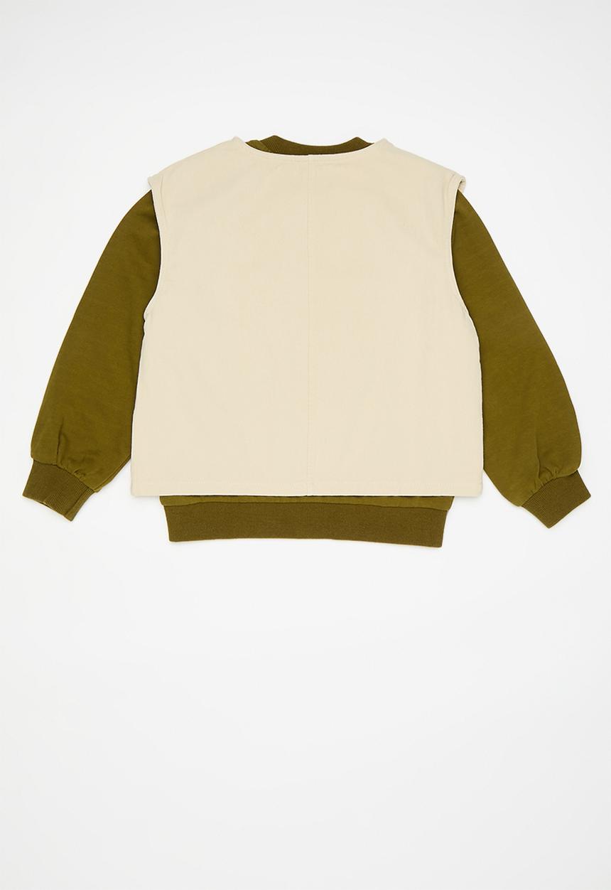 Pop Candy - Raglan sweatshirt and vest set - forest green/beige