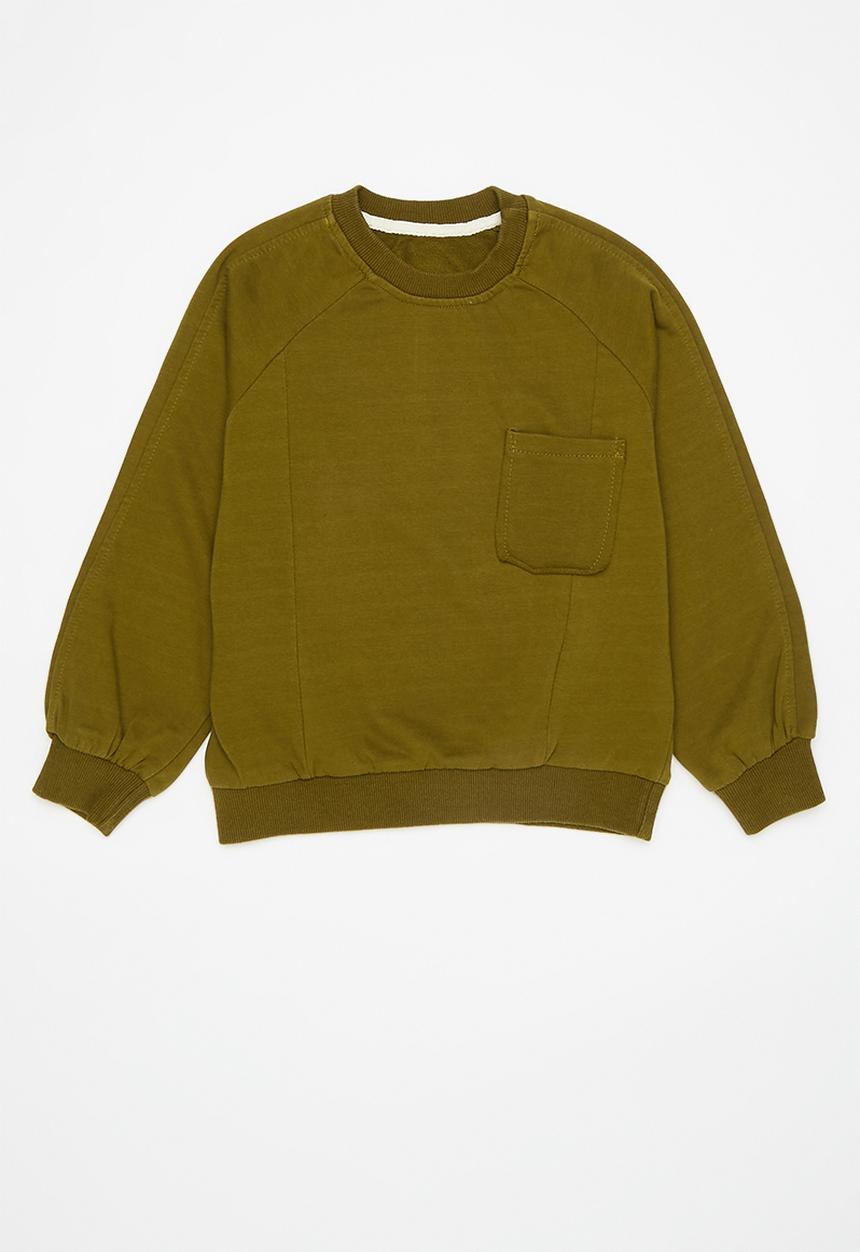 Pop Candy - Raglan sweatshirt and vest set - forest green/beige