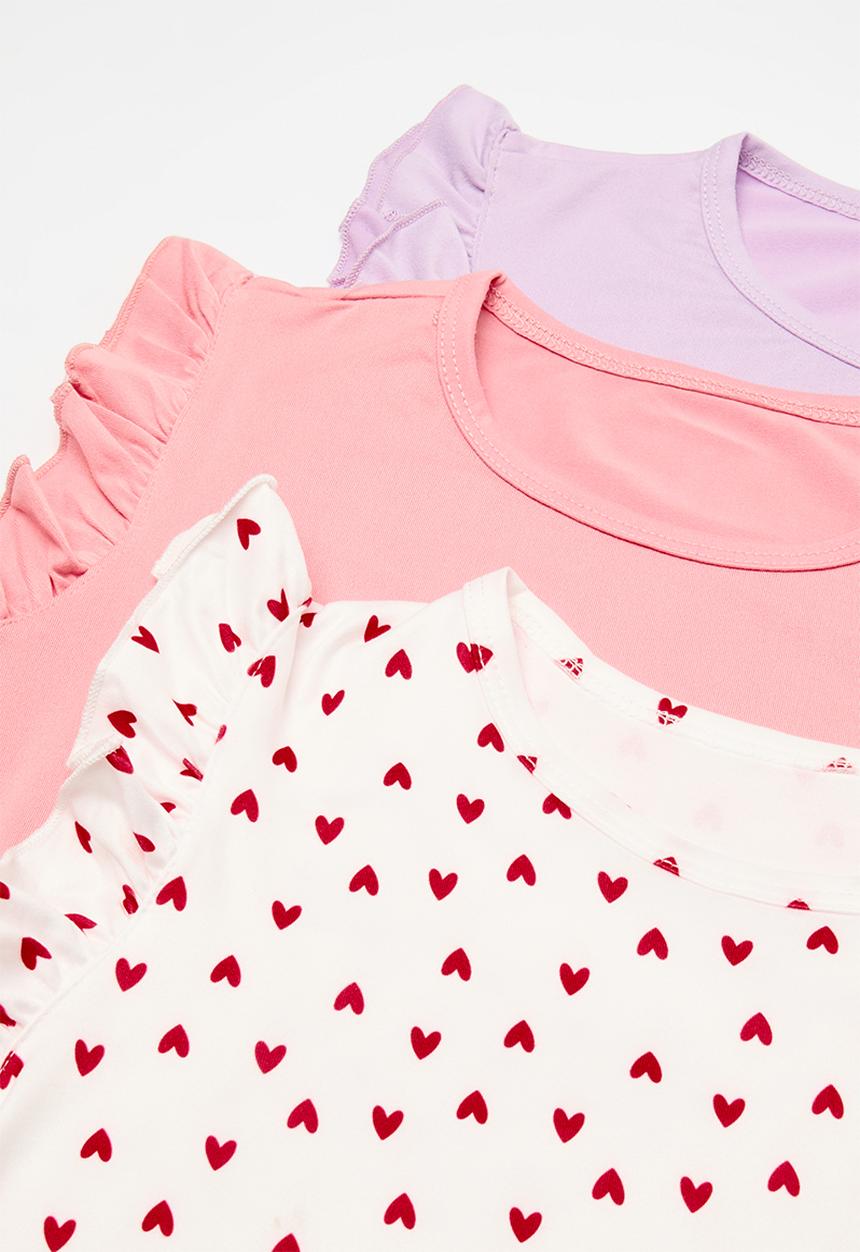 Pop Candy - 3 pack tee - lilac/pink/heart aop