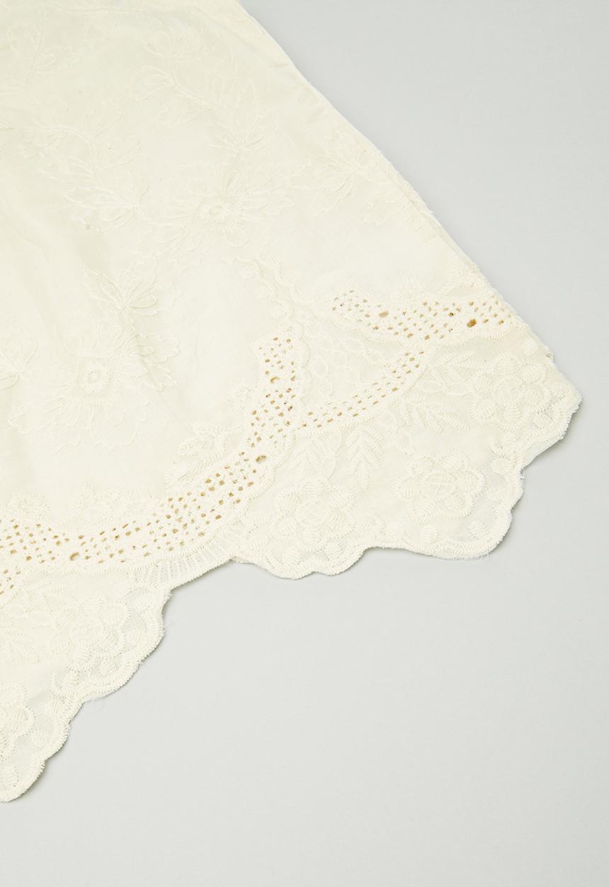 Pop Candy - Lace-trimmed anglaise blouse with matching pants - lemon chiffon