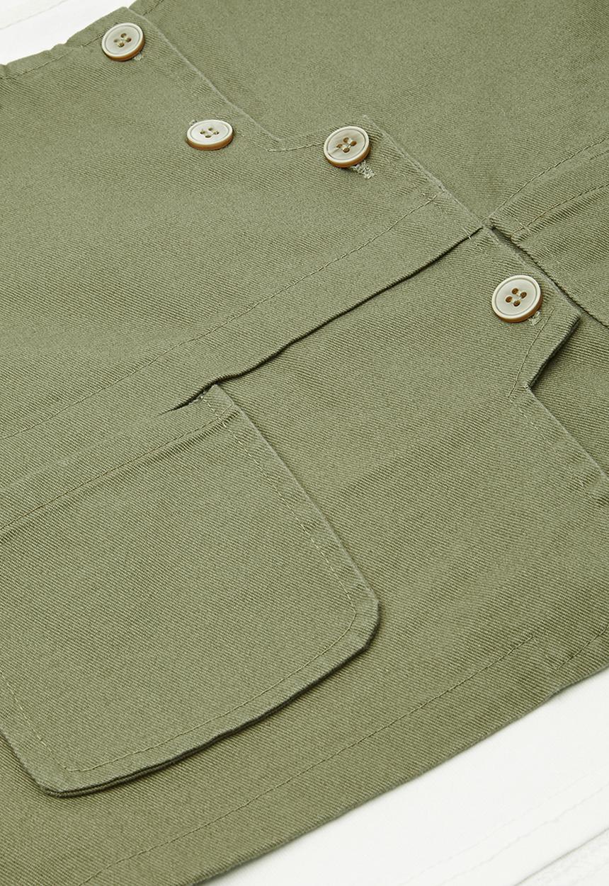 Pop Candy - Stylised button closure vest with square patch tee - green/white