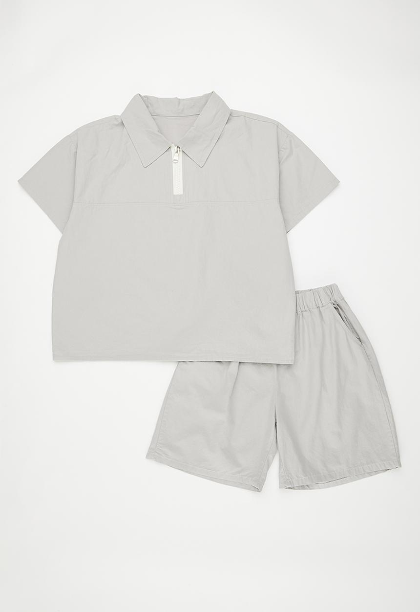 Pop Candy - Zip closure shirt with shorts - light grey
