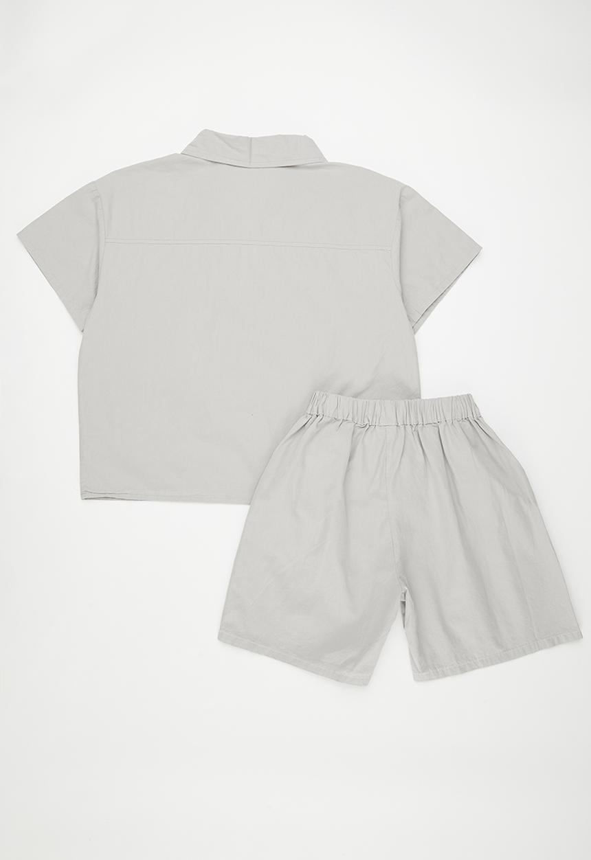 Pop Candy - Zip closure shirt with shorts - light grey