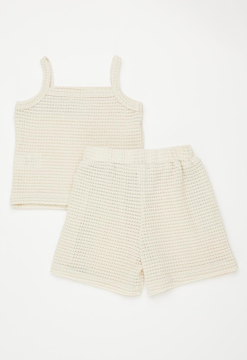 Pop Candy - Crochet cami & shorts - cream/multi