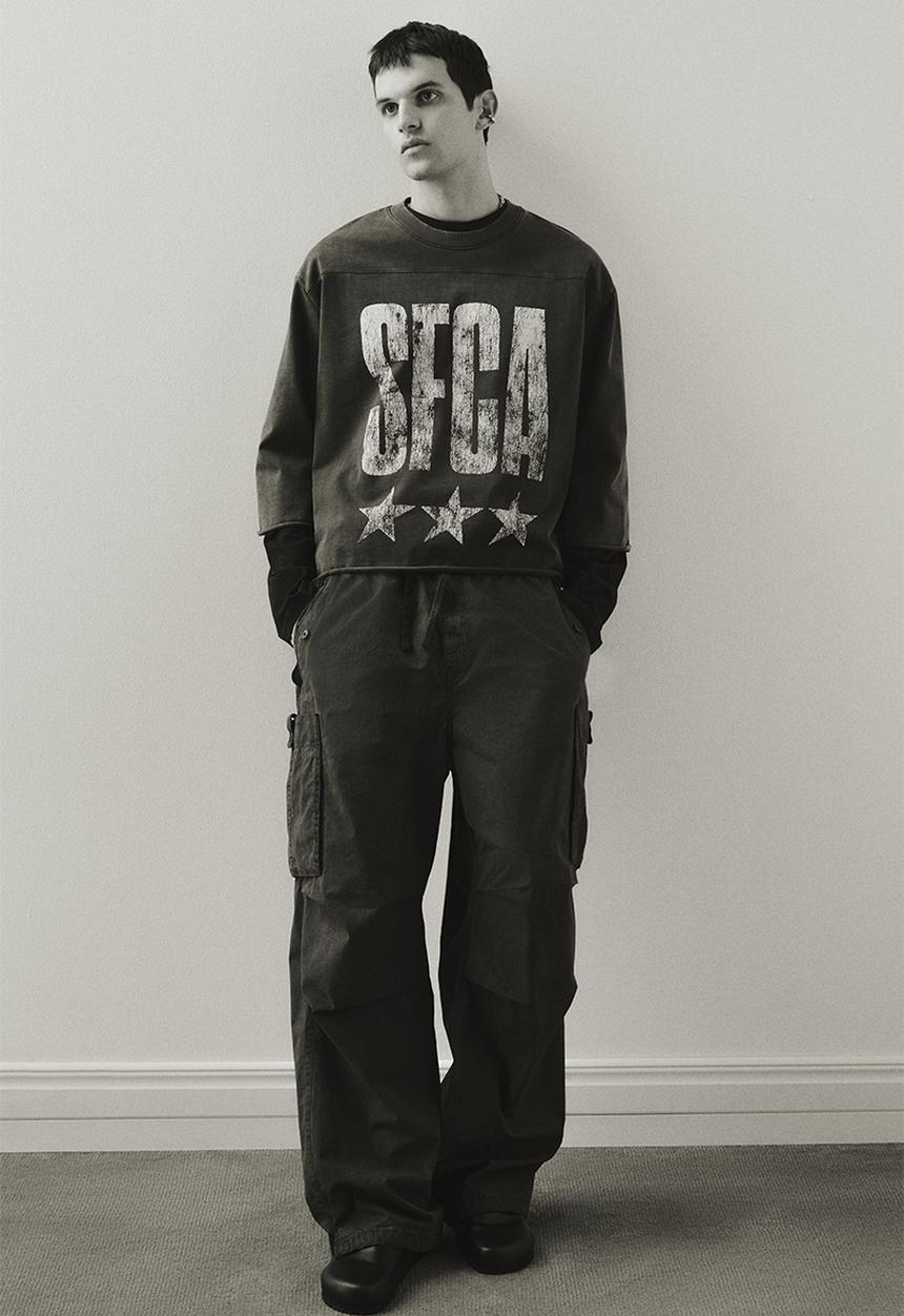 H&M - Oversized fit cropped T-shirt - dark grey/sfca
