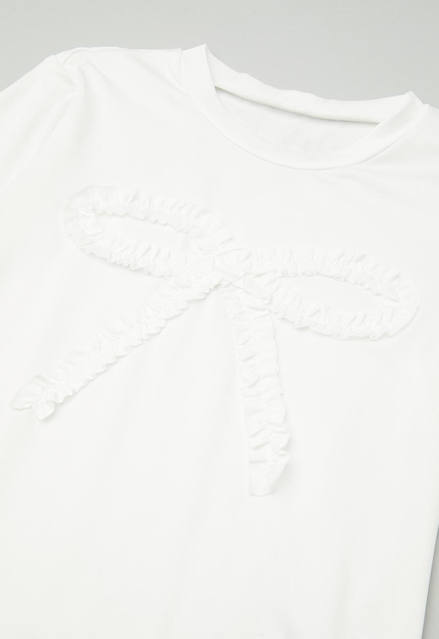 Pop Candy - Ruffled bow applique tee with gypsy skirt - white/black