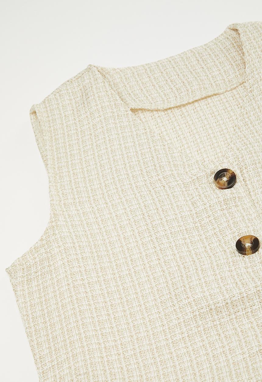 Pop Candy - Pointed hem vest with elasticated waist shorts - neutral