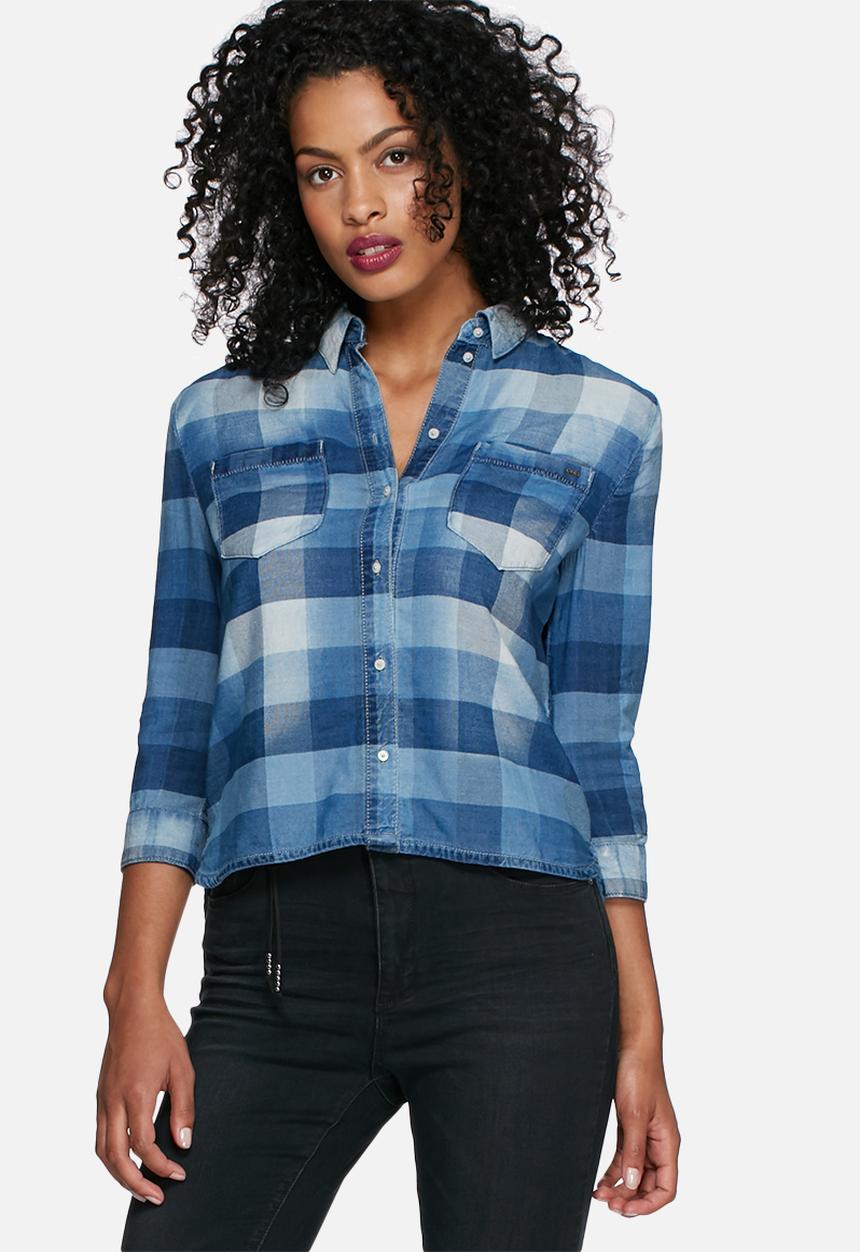 ONLY - Nori check denim shirt