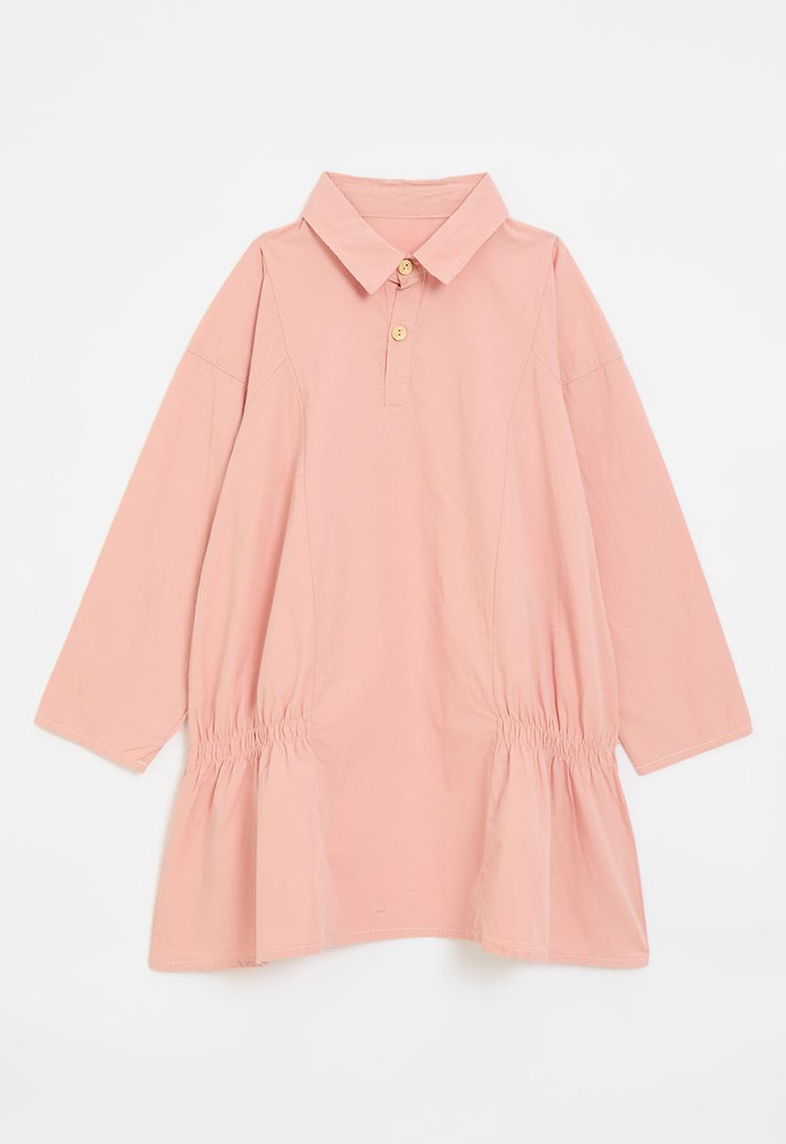 Pop Candy - Collared dress with shirred detail - dusty pink