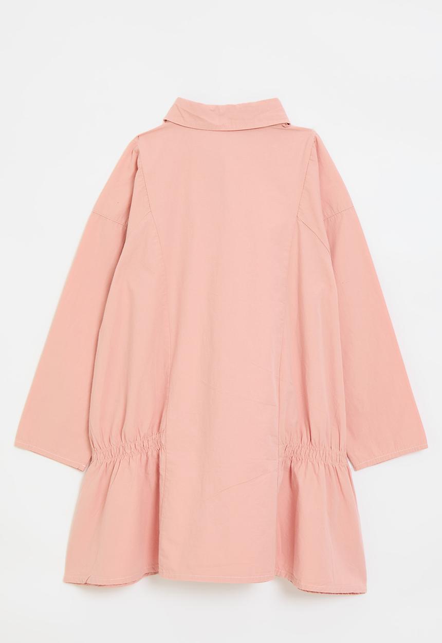 Pop Candy - Collared dress with shirred detail - dusty pink
