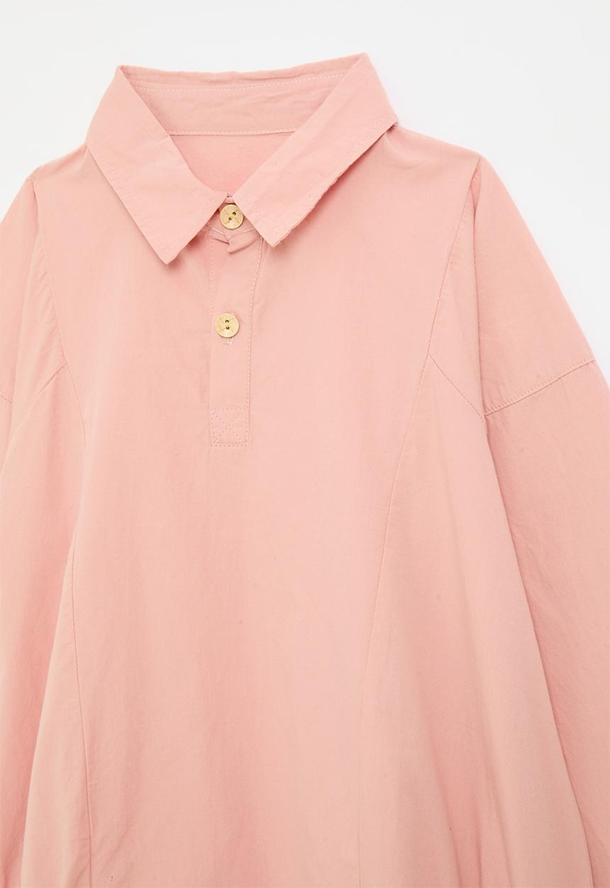 Pop Candy - Collared dress with shirred detail - dusty pink