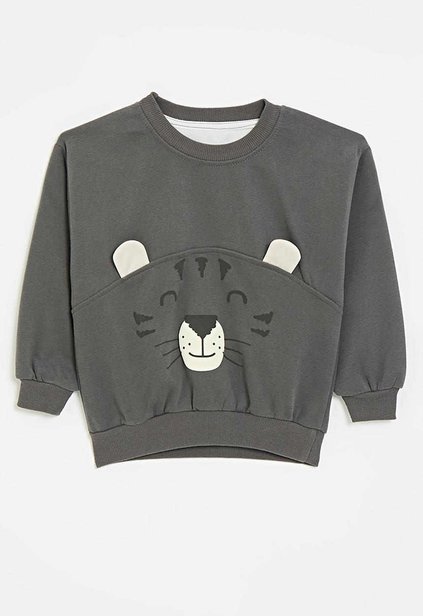 Pop Candy - Applique print sweat top - dark charcoal