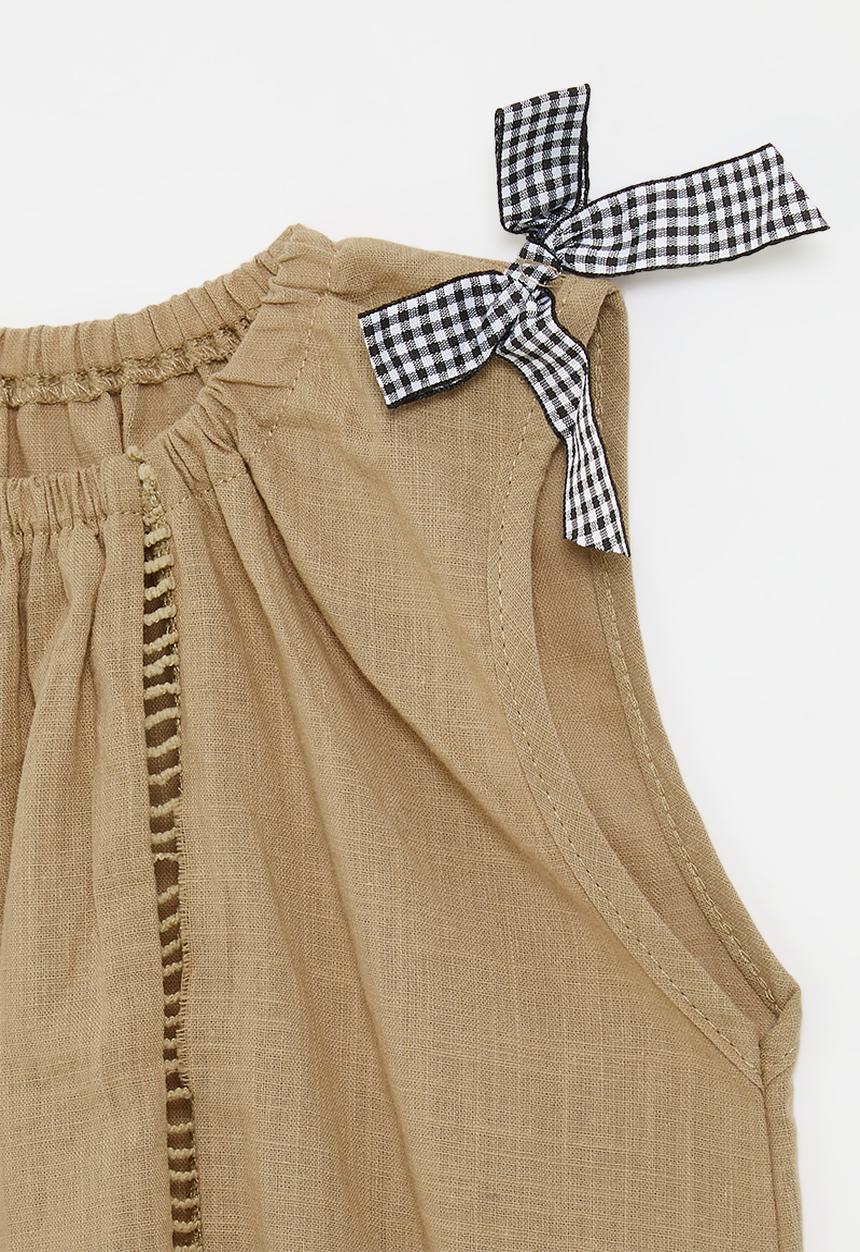 Pop Candy - Openwork blouse with contrast bow detail - brown/black gingham