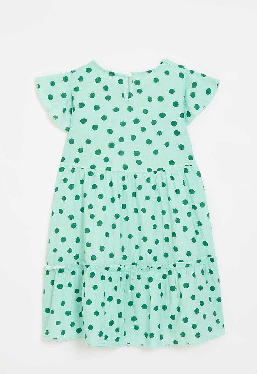 Pop Candy - Butterfly sleeve dress with stylised tier - mint colour/green dots