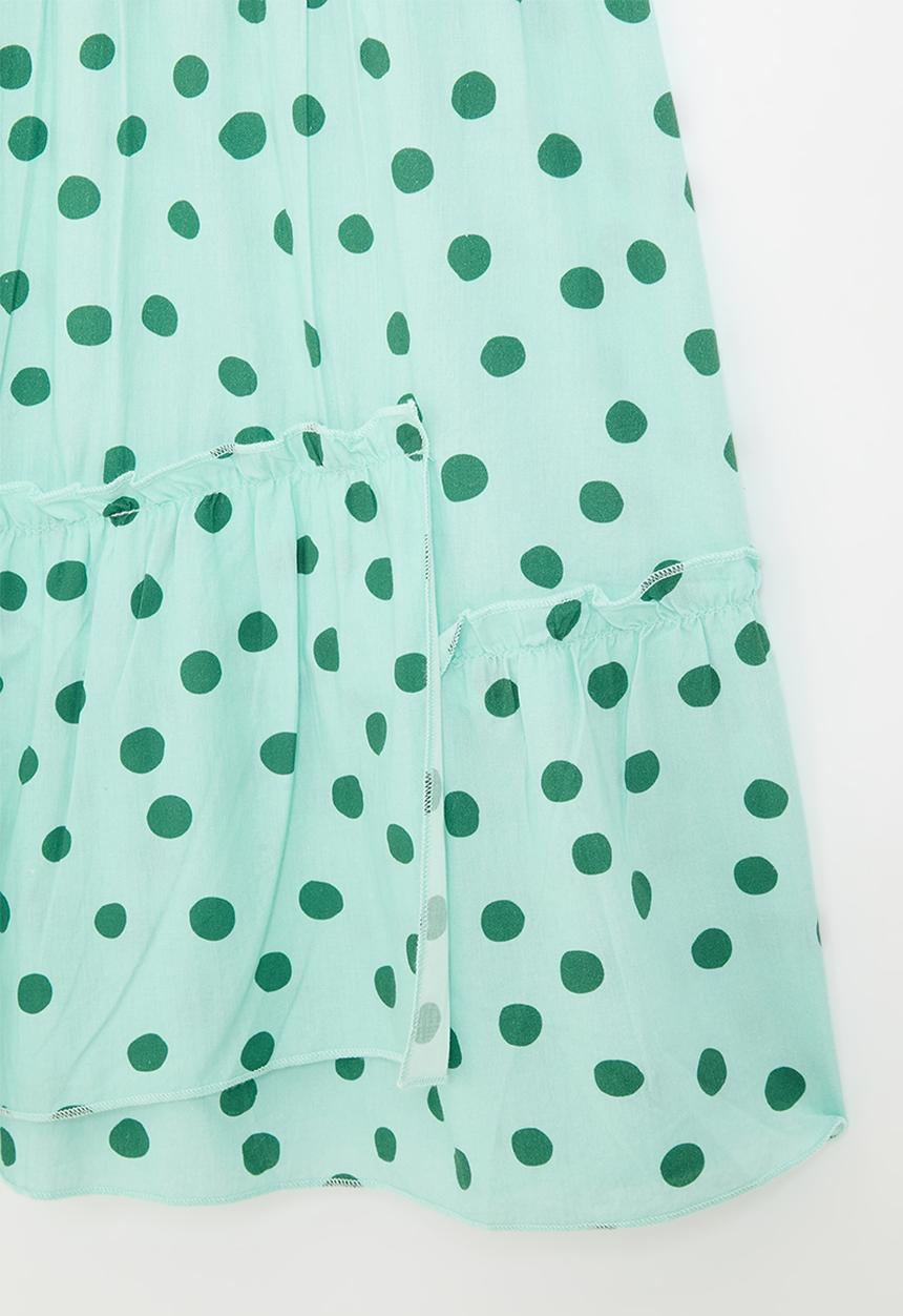 Pop Candy - Butterfly sleeve dress with stylised tier - mint colour/green dots