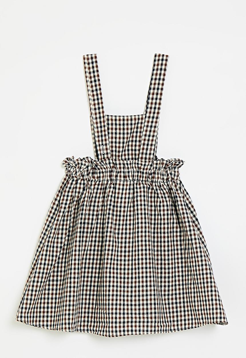 Apron dress - dark brown gingham