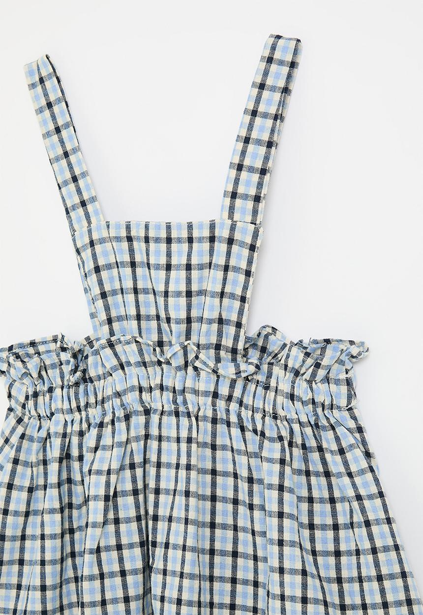 Pop Candy - Apron dress - blue/black windowpane check