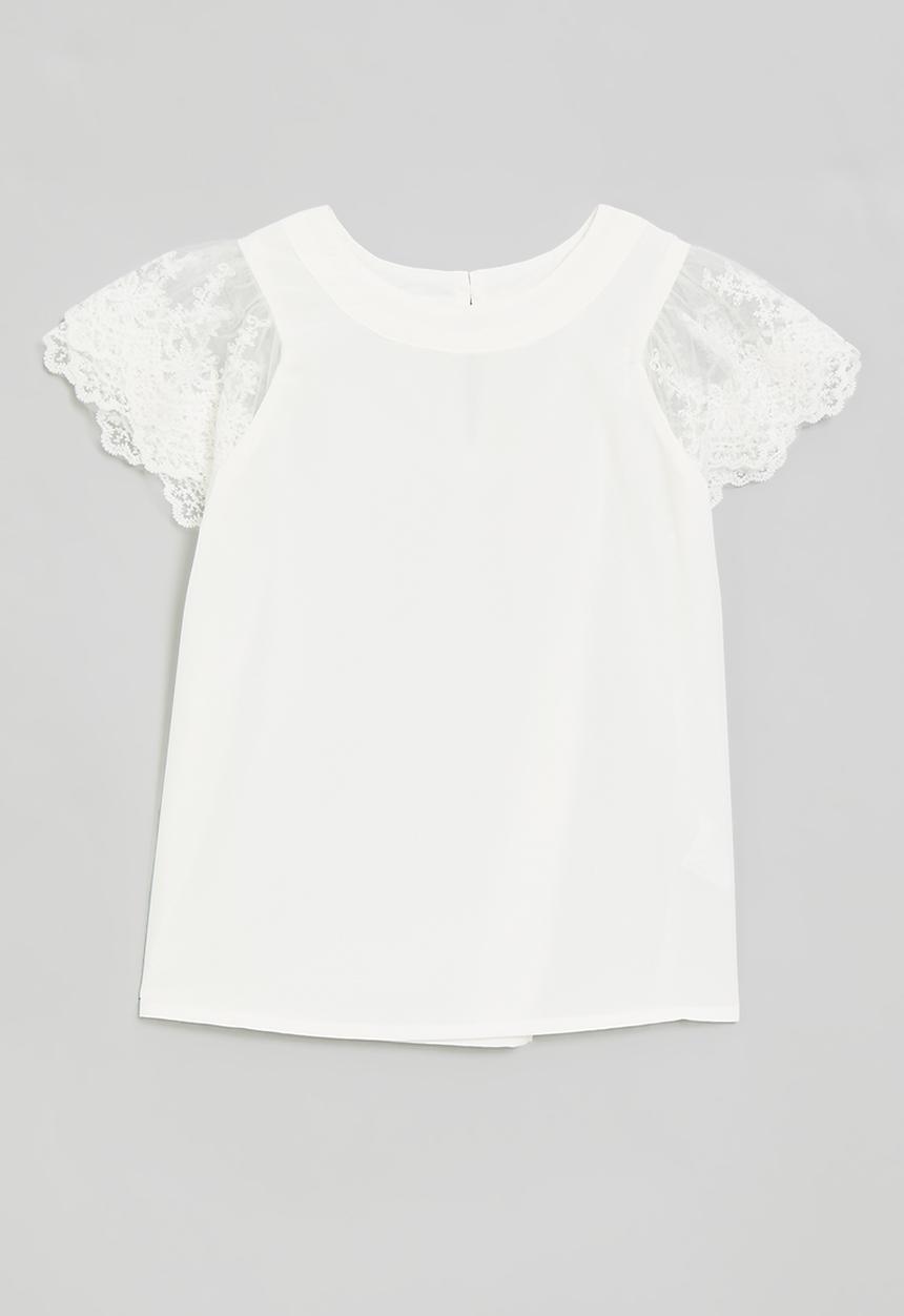 Pop Candy - Lace sleeve tee - white