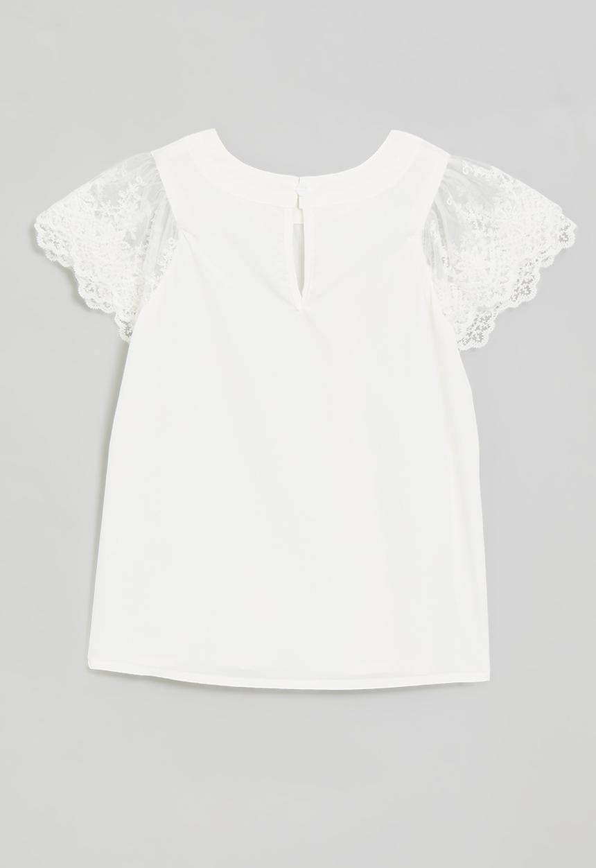 Pop Candy - Lace sleeve tee - white