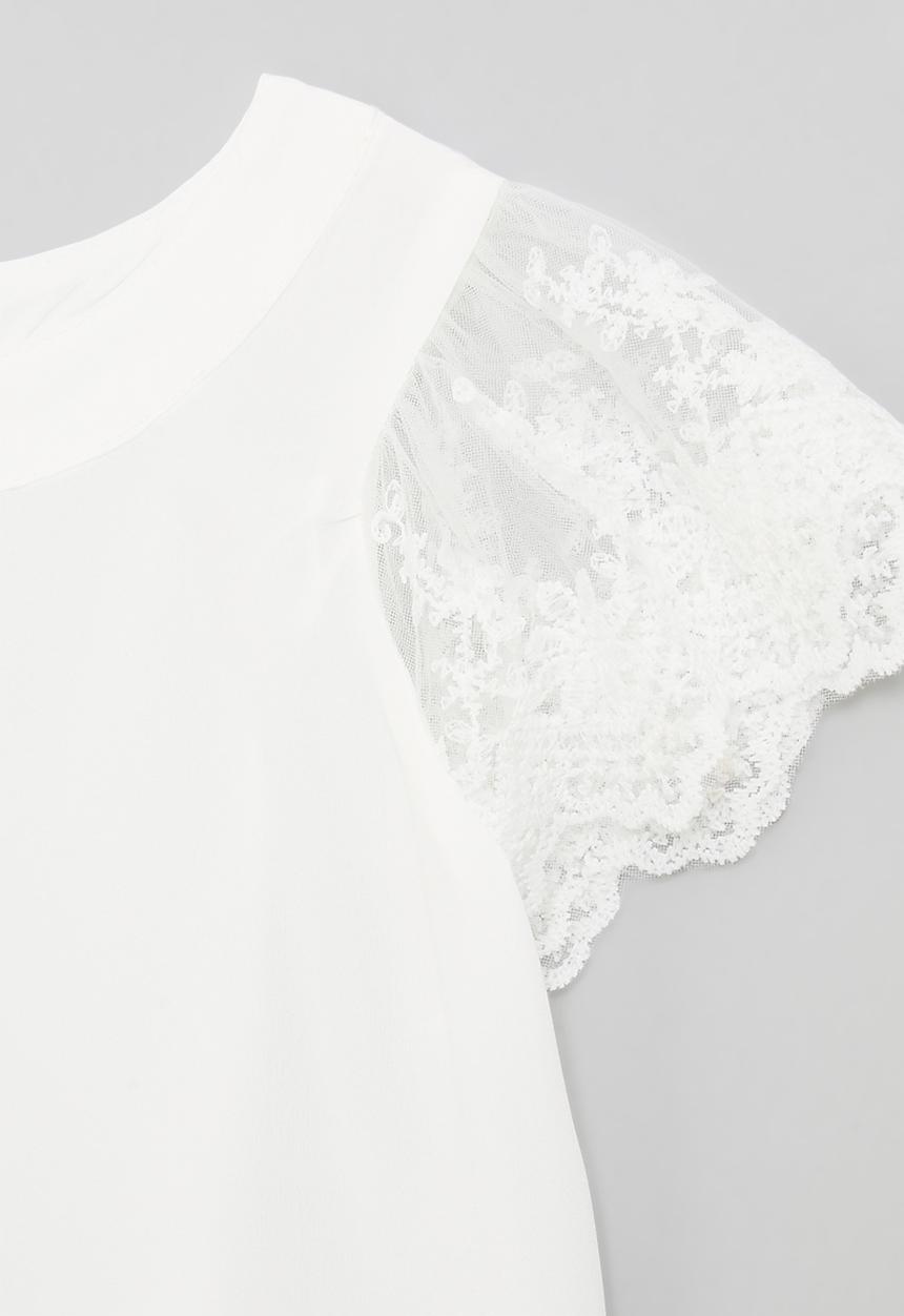 Pop Candy - Lace sleeve tee - white