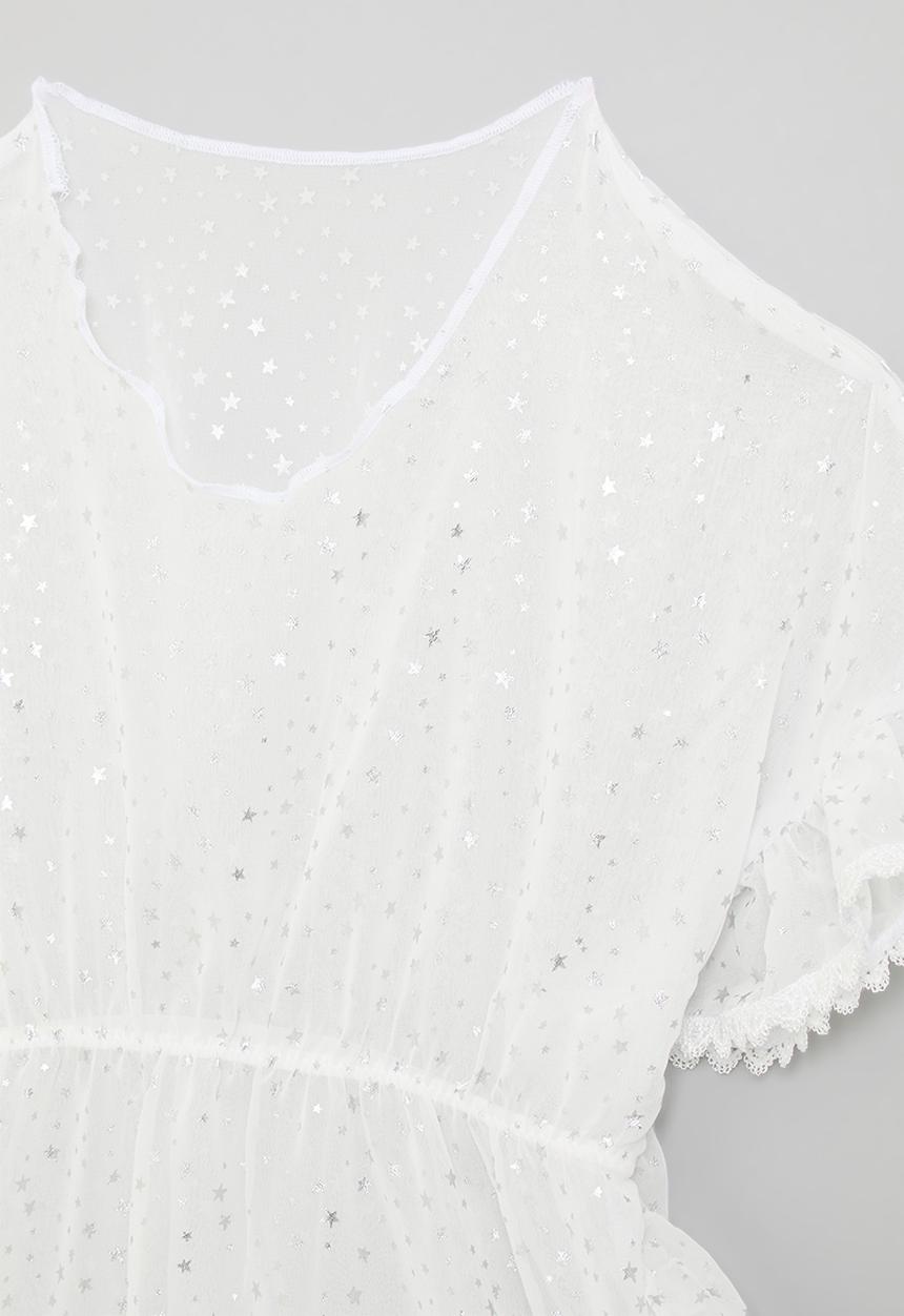 Pop Candy - Star covered swimsuit cover-up - white