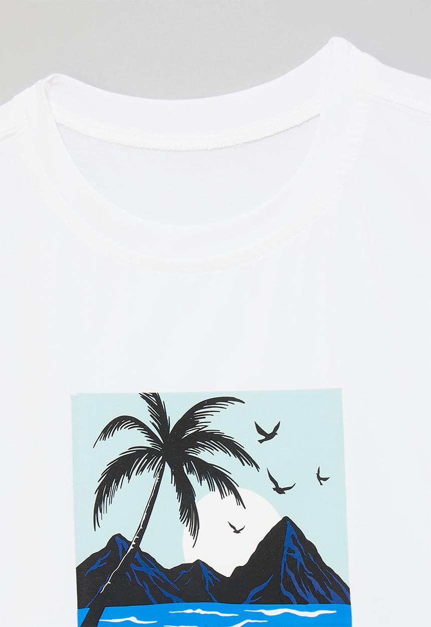 Pop Candy - Placement print sleeveless tee - white/another day in paradise