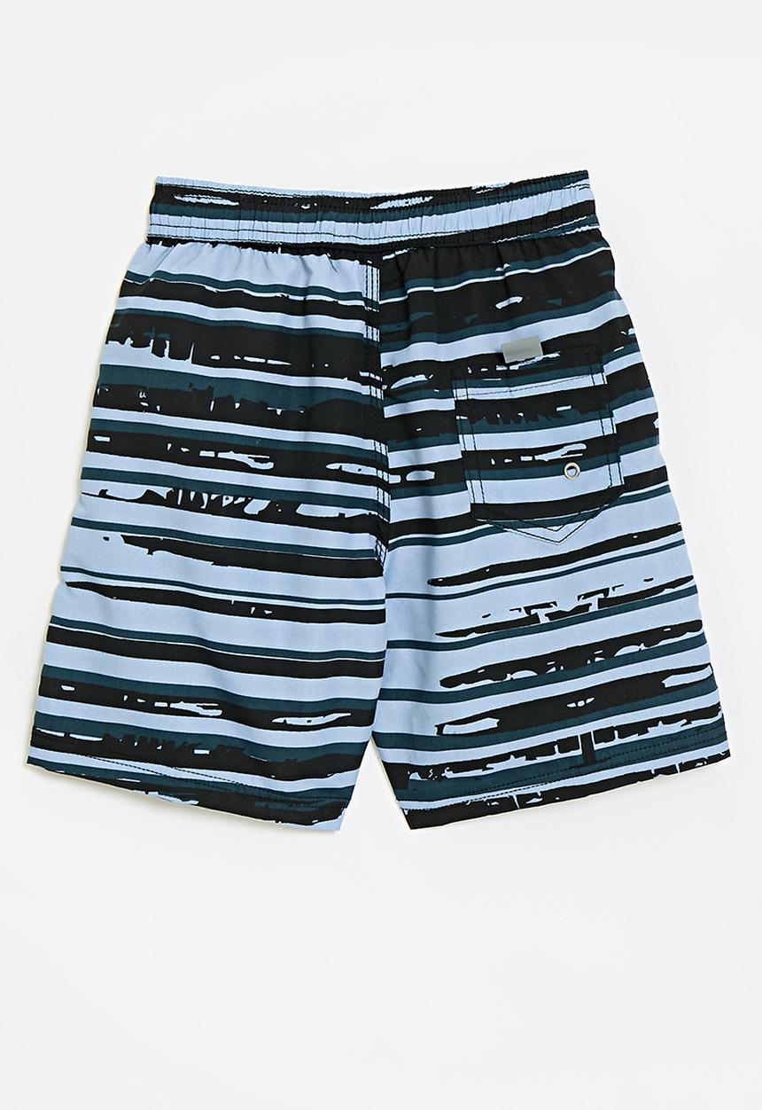 Pop Candy - Distressed stripe board shorts - blue/black