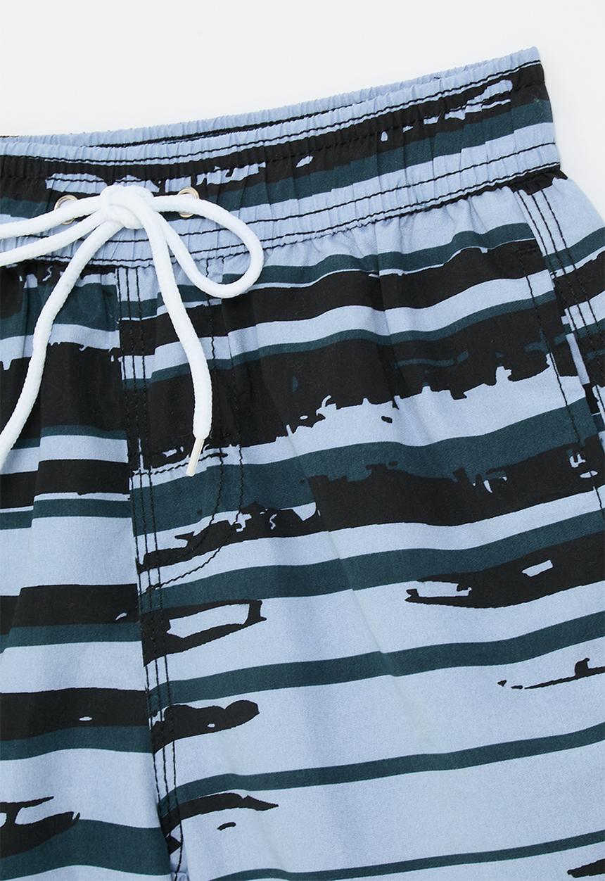 Pop Candy - Distressed stripe board shorts - blue/black