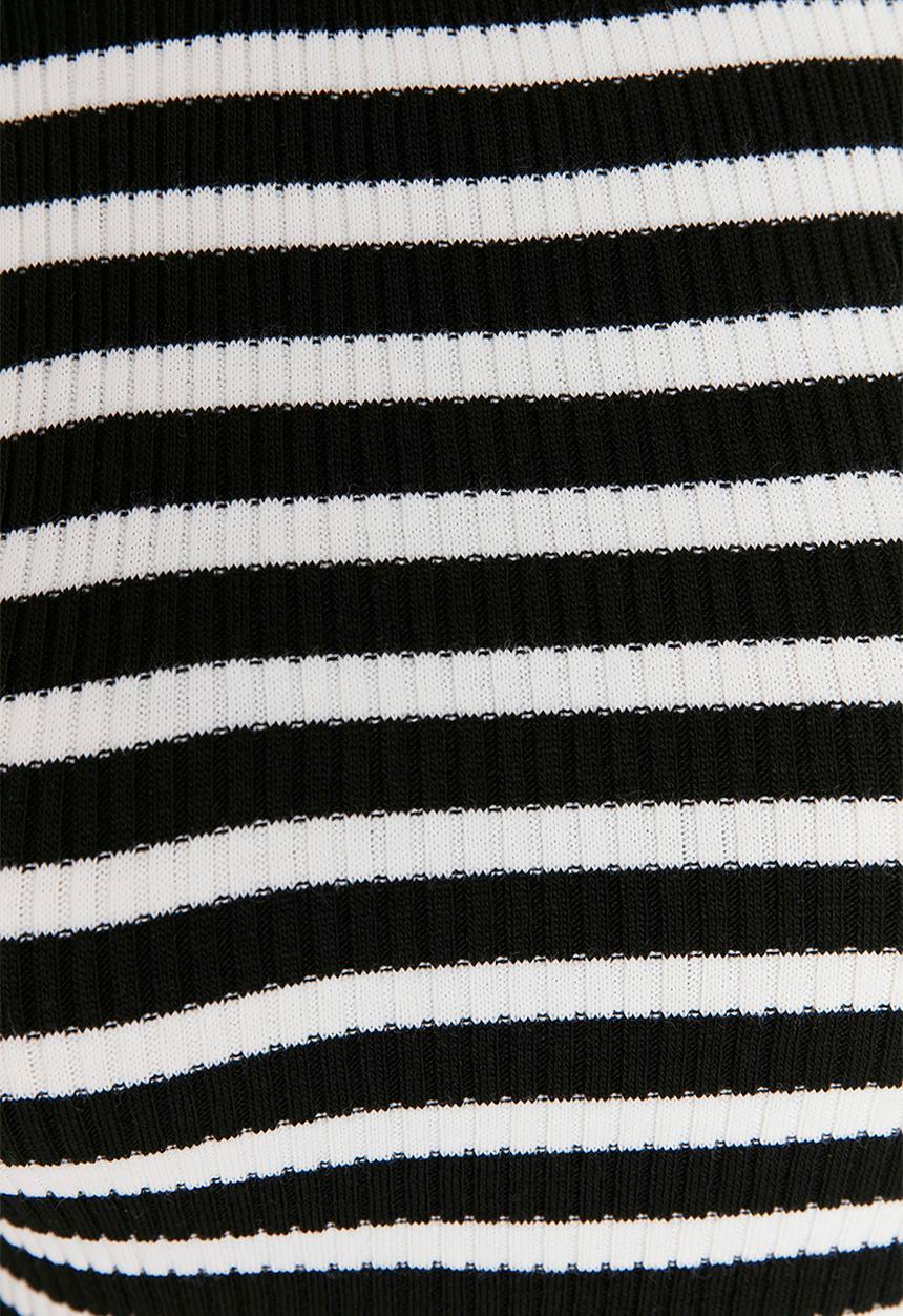 Trendyol - Plus size striped ribbed sweater  - black