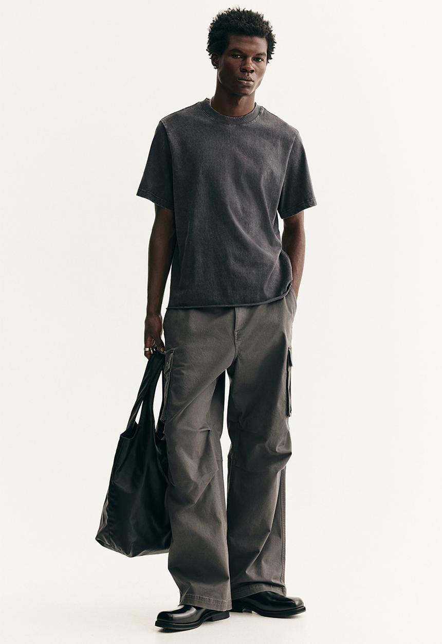 H&M - Regular fit washed T-shirt - dark grey